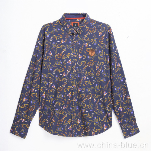 men's digital print long sleeves casual shirt